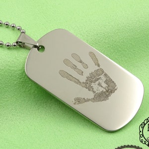 Personalized Gold Military Dog Tag Necklace – Handwriting Design – Custom Engraving Available