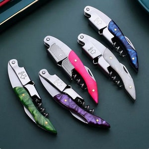 Resin Handle Wine Corkscrew | Groomsman Gift | Gift For Bartender | Wedding Favors | Engraved Corkscrew Opener | Engraved Wine Opener