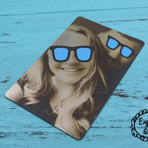 Cartão de inserção de carteira de aço personalizado | Lembrança com foto gravada personalizada | Presente exclusivo para ele/ela