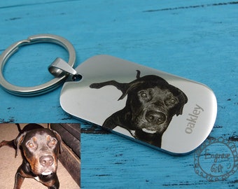 Custom Pet Photo Keychain - Personalized Dog or Cat Keychain - Pet Memorial Gift