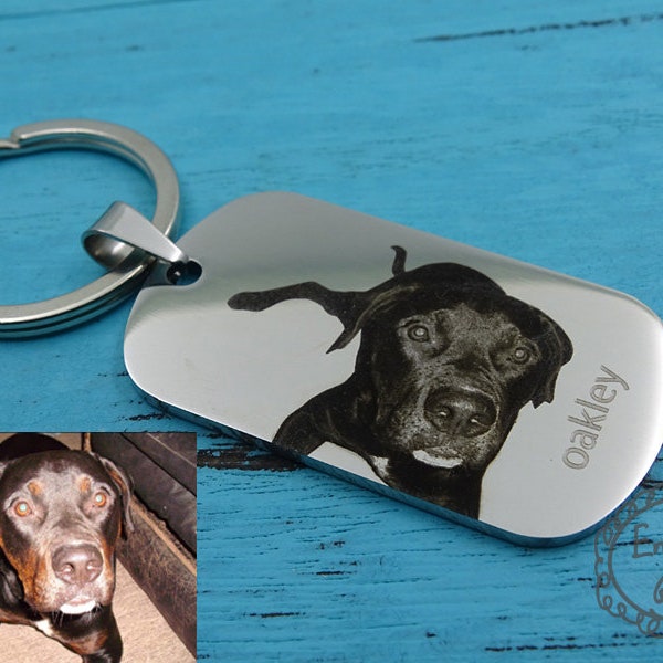 Custom Pet Photo Keychain - Personalized Dog or Cat Keychain - Pet Memorial Gift