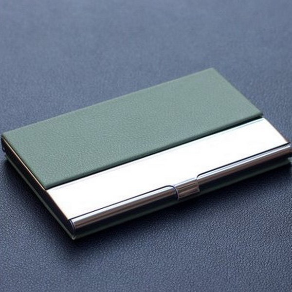 Engraved Leatherette Business Card Holder - Personalized Wallet Case  Monogrammed Leather Business Card Holder