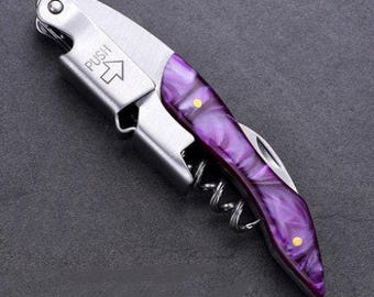 Customizable Stainless Steel Wine Opener – Resin Handle – Personalized Bar Tool