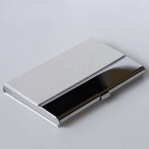 Personalized Business Card Holder in Text Handwritten Logo Laser Engraved Leatherette 12 colors available image 6