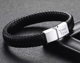 Personalized Leather Rope Bracelet for Men  Trendy Style  Customizable Gift