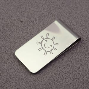 Gepersonaliseerde geldclip - aangepaste staalgravure met handschriftontwerp en spiegelafwerking