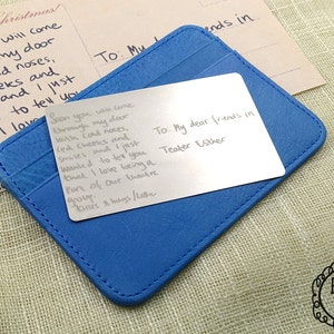 Custom Handwriting Steel Wallet Insert - Real Autograph Doodle in Your Childs Writing - Personalized Signature Card