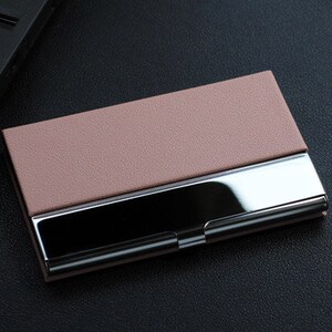 Engraved Leatherette Business Card Holder Personalized Wallet Case Monogrammed Leather Business Card Holder image 7