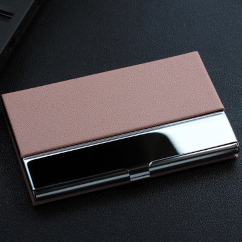 Personalized Business Card Holder in Text Handwritten Logo Laser Engraved Leatherette 12 colors available image 8
