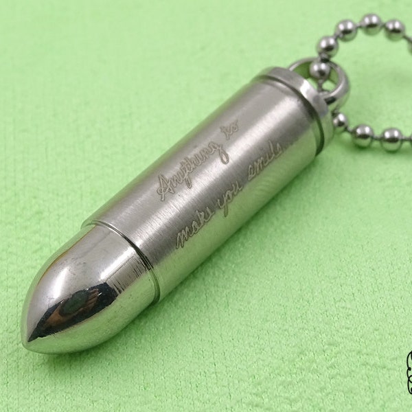 Personalized Handwriting Bullet Urn Pendant - Memorial Ash Necklace for Him - Keepsake Jewelry for Brother - Deployment Gift