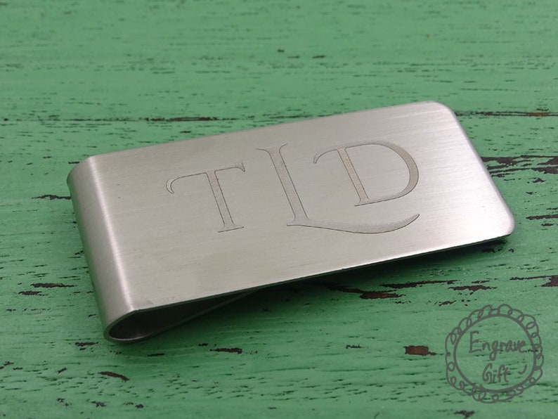 Personalized Monogram Initial Engrave On Metal Money Clip Etsy - image 0