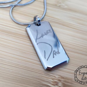 Personalized Rectangle Solid Steel Necklace - Customized Pendant in Black Gold or Silver for Men
