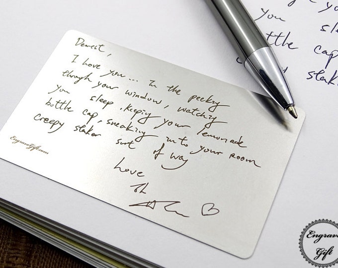 Personalized Handwriting Wallet Insert – Custom Engraved Stainless Steel Card – Autograph Keepsake Gift for Loved Ones