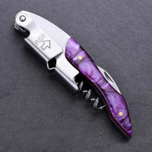 20Resin Handle Wine Corkscrew – Groomsman Gift – Engraved Bottle Opener for Bartenders Purple