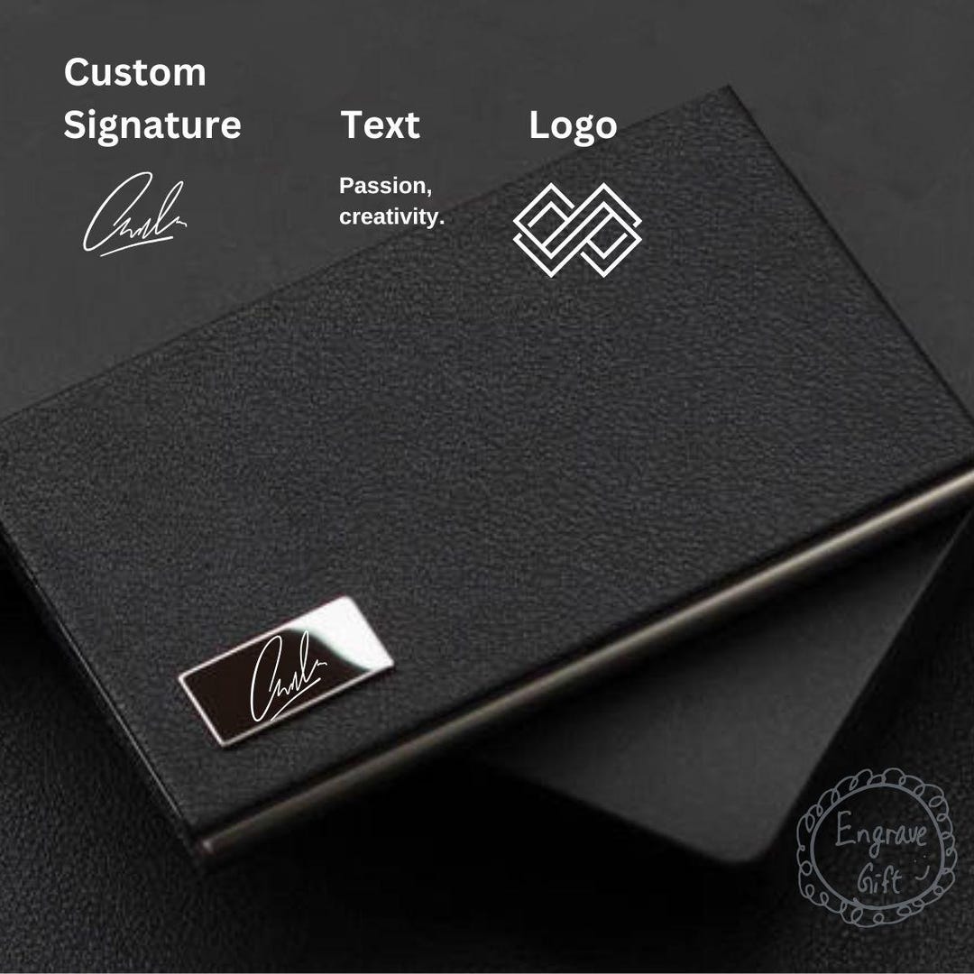 Custom Engraved Cardholder – Stainless Steel & Faux Leather, Holds 13 ...