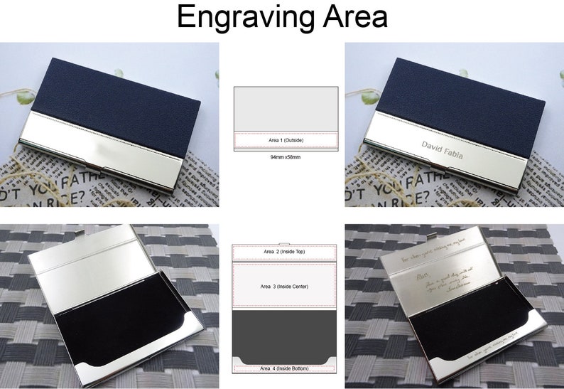 Personalized Business Card Holder in Text Handwritten Logo Laser Engraved Leatherette 12 colors available image 9