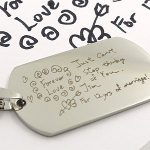 Custom Engraved Gold Handwriting Necklace Memorial Keepsake Kids Art Key Chain image 4