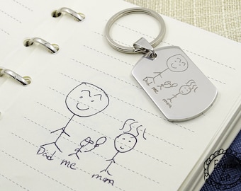 Kinder Edelstahl Doodle Dog Tag - personalisierbar Schmuck für Kinder - mittelgroße Anhänger - Kugelkette oder Schlüsselring