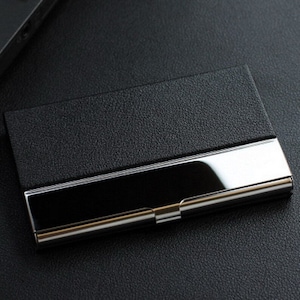 Engraved Leatherette Business Card Holder Personalized Wallet Case Monogrammed Leather Business Card Holder image 5