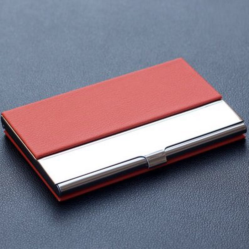 Engraved Leatherette Business Card Holder Personalized Wallet Case Monogrammed Leather Business Card Holder image 2