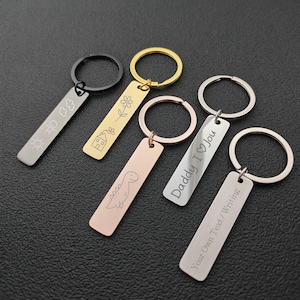 Custom Engraved Stainless Steel Bar Keychain – Personalized Metal Tag with Laser Engraving Included – Gift for Men, Women, or DIY Key Ring