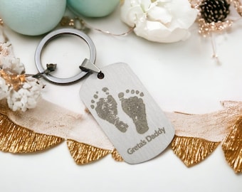 Fingerprint Keychain | Engraved Custom Keychain | Handwriting Keepsake | Gifts For Mom | Personalized Key Chain | Memorial Keychain