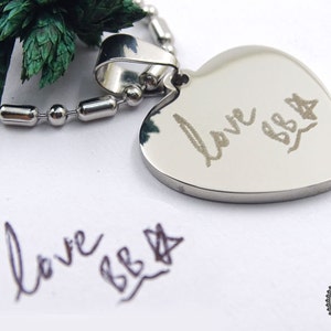 Personalized Handwriting Heart Necklace - Custom Signature Name Jewelry 23-33mm