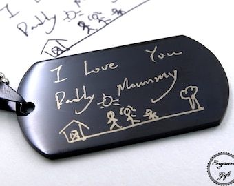 Personalized Custom Your Handwriting, Custom Handwritten, Memorial Replica, Key Chain, Military Army Dog Tag, Necklace, Key Chain