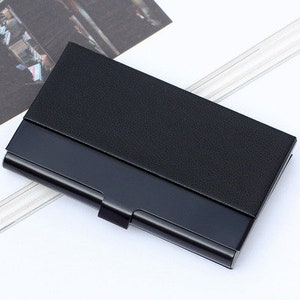 Personalized Business Card Holder (20 cards) in Text Handwritten Logo Laser Engraved Leatherette - 5 Color Available