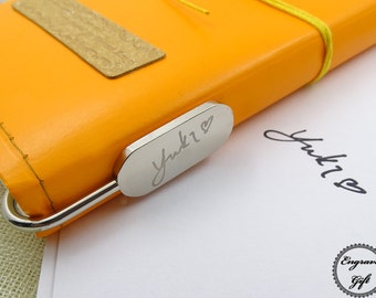 Personlized Stainless Metal Book Mark Insert Your handwriting Signature Text Icon