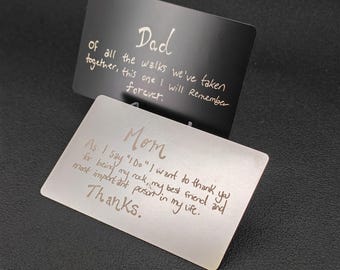 Personalized Handwriting Wallet Insert – Custom Engraved Stainless Steel Card – Autograph Keepsake Gift for Loved Ones