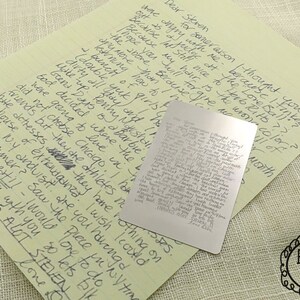 Portefeuille photo personnalisé avec insertion de carte, écriture manuscrite personnalisée, message d'amour, cadeau manuscrit en métal militaire pour mari, père, petit ami, fils