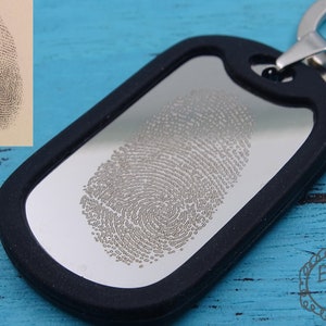 Personalisierter Fingerabdruck-Hundemarke - Schlüsselanhänger - Erinnerungsstück - Individuelle und personalisierte Gravur
