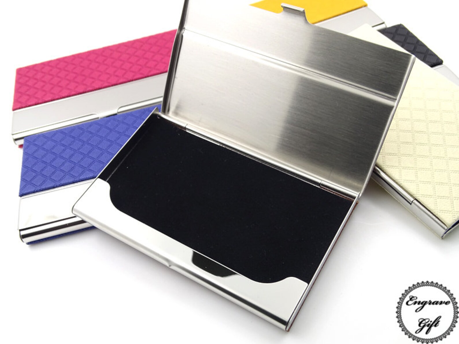 Personalized Business Card Holder in Text Handwriting Logo Etsy