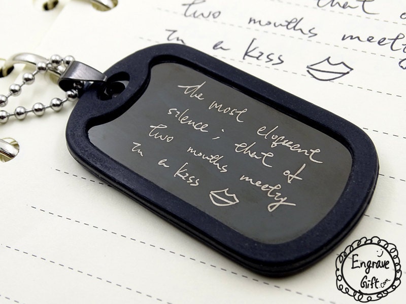 Necklace For Men, Handwriting Key Ring- Handwritten Necklace, Dog Tag…