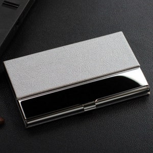 Personalized Business Card Holder in Text Handwritten Logo Laser Engraved Leatherette 12 colors available image 5