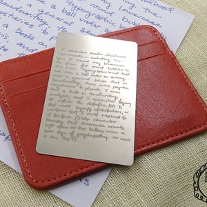 Benutzerdefinierte Handschrift Metall Brieftascheneinsatz Karte - Personalisierter gravierter Stahl Brieftascheneinsatz für Jubiläumsfoto