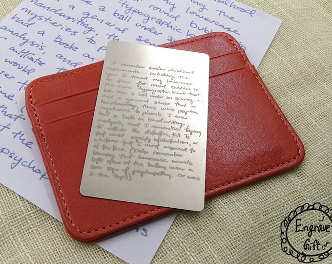 Actual Handwriting Metal Wallet Insert Card, Personalized Custom Steel Wallet Insert, Etching Wallet Insert Card, Photo Engrave, Anniversary