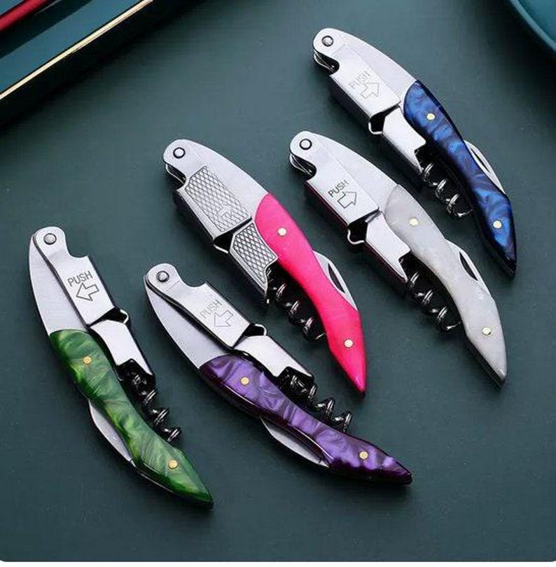 20Resin Handle Wine Corkscrew – Groomsman Gift – Engraved Bottle Opener for Bartenders image 1