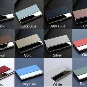 10+ Massen-Kartenhalter aus Kunstleder mit Gravur - Metallplättchen, Geschäftsgeschenk, Teambestellung (10er-Set, jede Dose ist personalisiert)