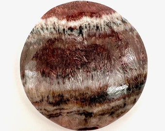 Red and White Sagenite Cabochon 39 x 6 mm