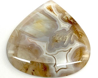 Sagenite and Banded Agate Cabochon 48 x 46 x 6 mm from Mexico