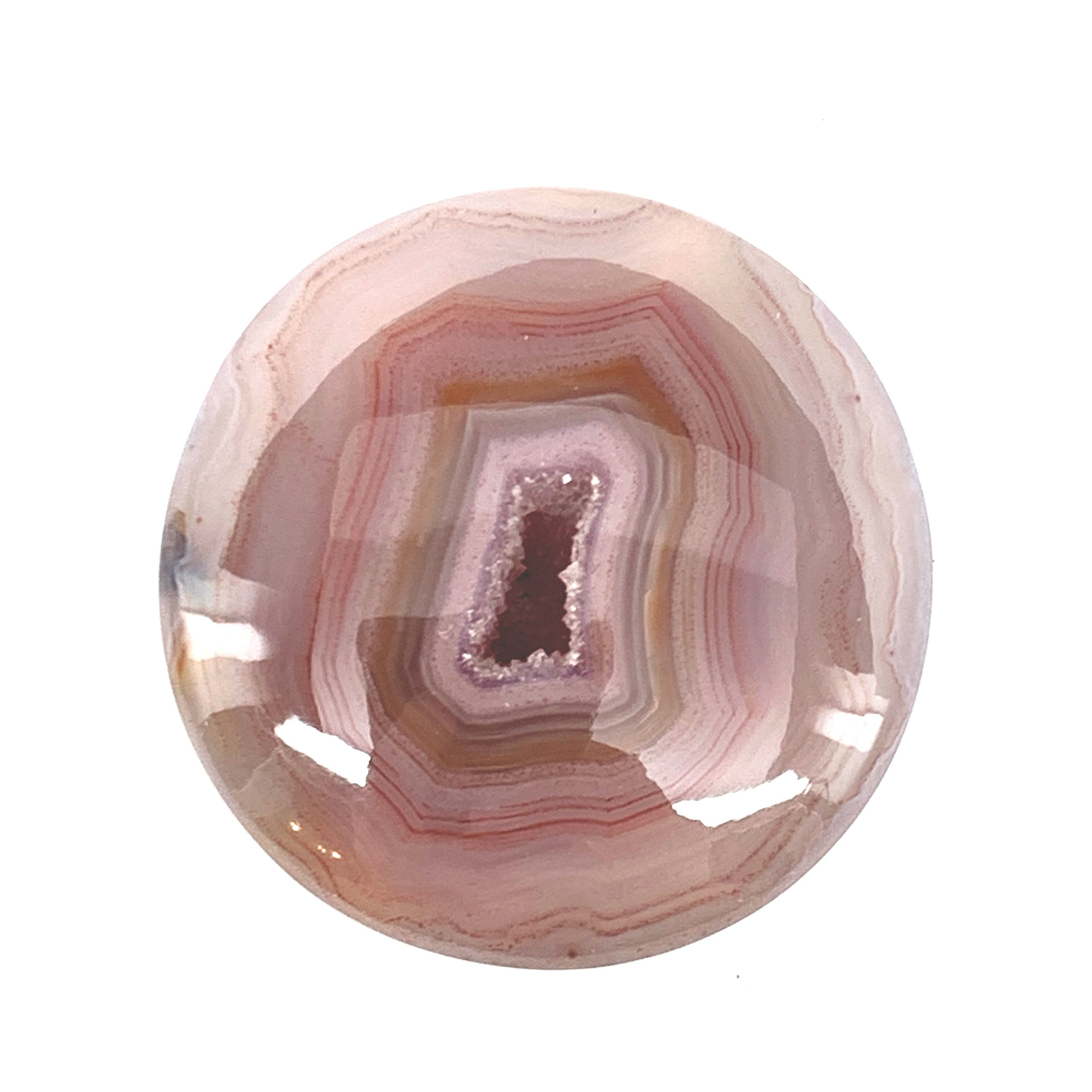 Pink Mexican Banded Moss Agate Cabochon 42 x 31 x 4 mm