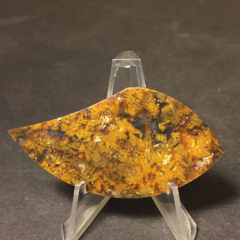 67.5 x 35 x 5 mm Natural Plume Agate Gemstone Cabochon Handcrafted in USA.