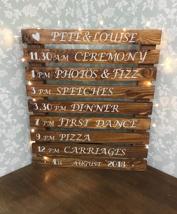 Personalised Rustic Order Of The Day Large Wedding Pallet Etsy