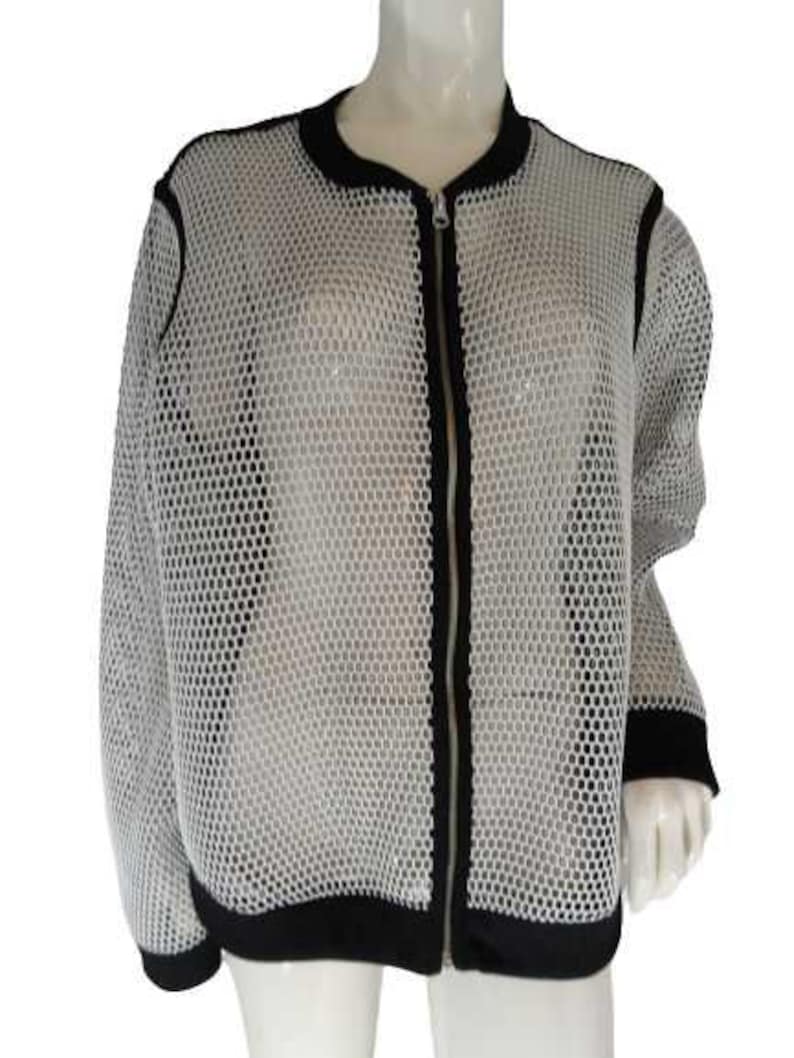 Ana 80/'s Woven Open Knit Jacket White Size 2XL SKU 000025