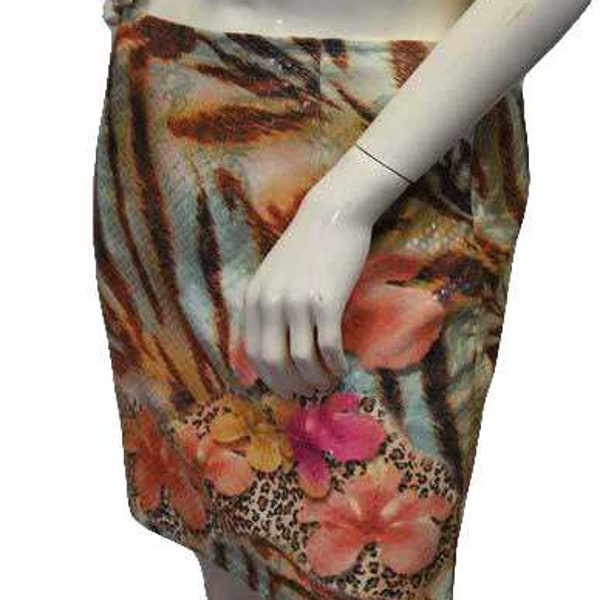 Linda Segal 80's Skirt Floral Sequin Print Size 8 SKU 000027