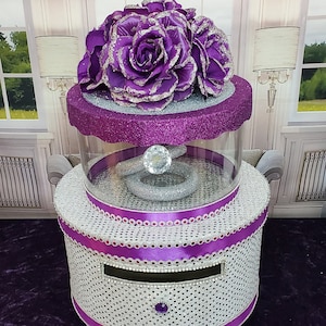 Purple and silver bling Wedding Card Box, Bling Card Box, Rhinestone card box, silver Card Box, Wedding Gift Box, Custom Made, Elegant Card