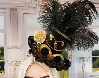 Steampunk Top Hat Headband: Gothic Halloween Cosplay, Faux Leather