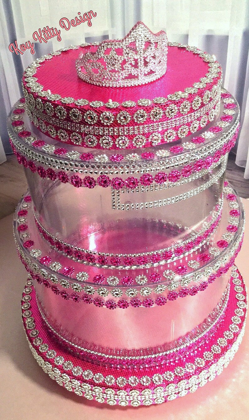 Pink Card Box Bling Card Box Clear Card Box Glass Card Box Etsy